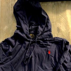 Mens size large navy polo Ralph Lauren light weight hoodie.